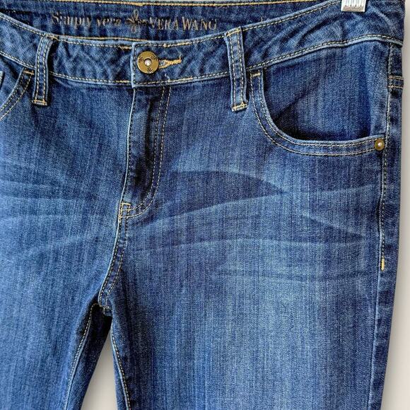 Simply Vera Wang Bootcut Stretch Mid Rise Blue Wash Jeans Size 10 Cutoff Hem - Picture 5 of 12